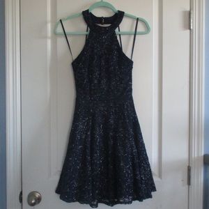 Navy blue sparkly mini dress